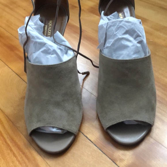 Excellent condition Aquazzura firenze taupe suede ankle tie heels size 37 - Picture 9 of 10